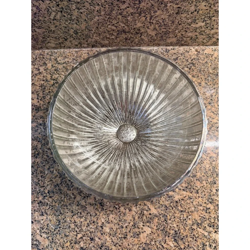 Pottery Barn Silver Mercury Glass Bowl Ribbed Decorative Centerpiece India